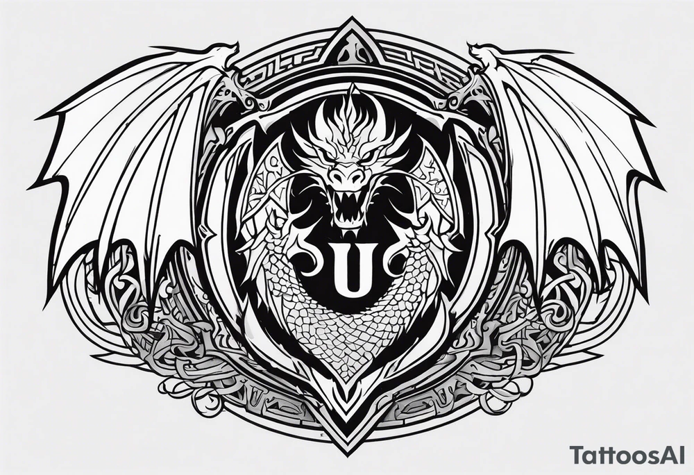 Valhalla sword shield dragon tattoo idea