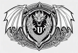 Valhalla sword shield dragon tattoo idea