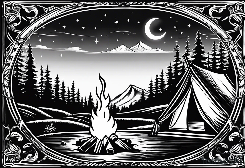 cross, campfire, golf , whiskey glass, cabin tattoo idea cross, campfire, golf , whiskey glass, cabin tattoo idea