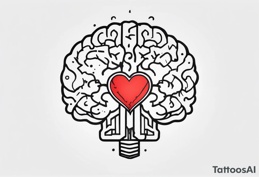 heart to brain connection tattoo idea