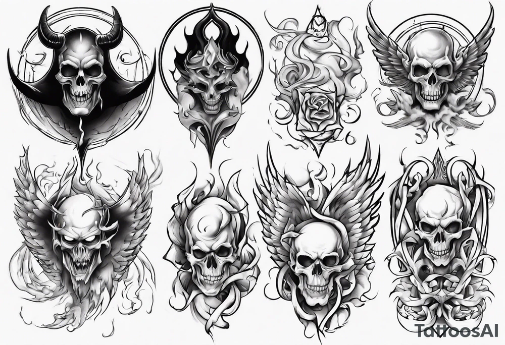 Sleeve good and evil tattoo idea