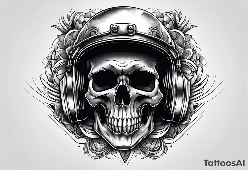 Skull with helmet on and hellfire coming down tattoo idea Skull with helmet on and hellfire coming down tattoo idea