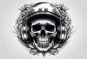 Skull with helmet on and hellfire coming down tattoo idea