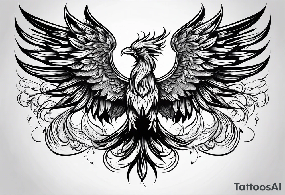 Bold phoenix rising tattoo idea