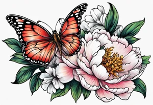 Peony and a butterfly tattoo idea