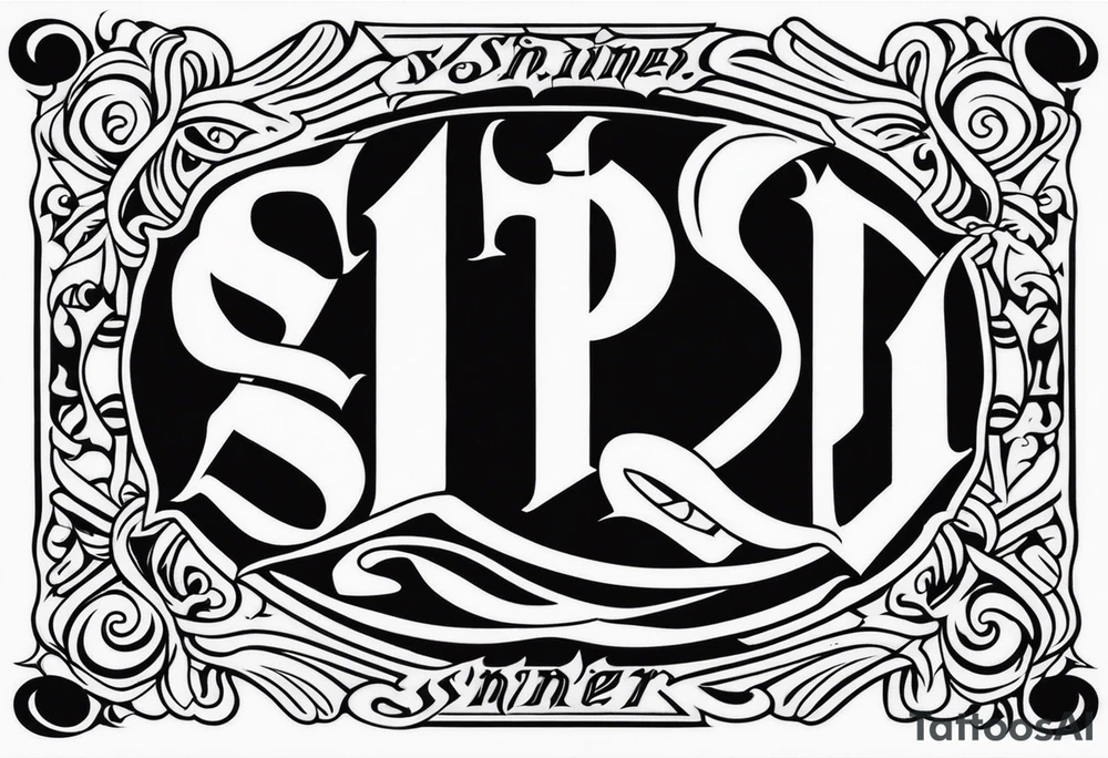 Saint reverse sinner ambigram tattoo design tattoo idea