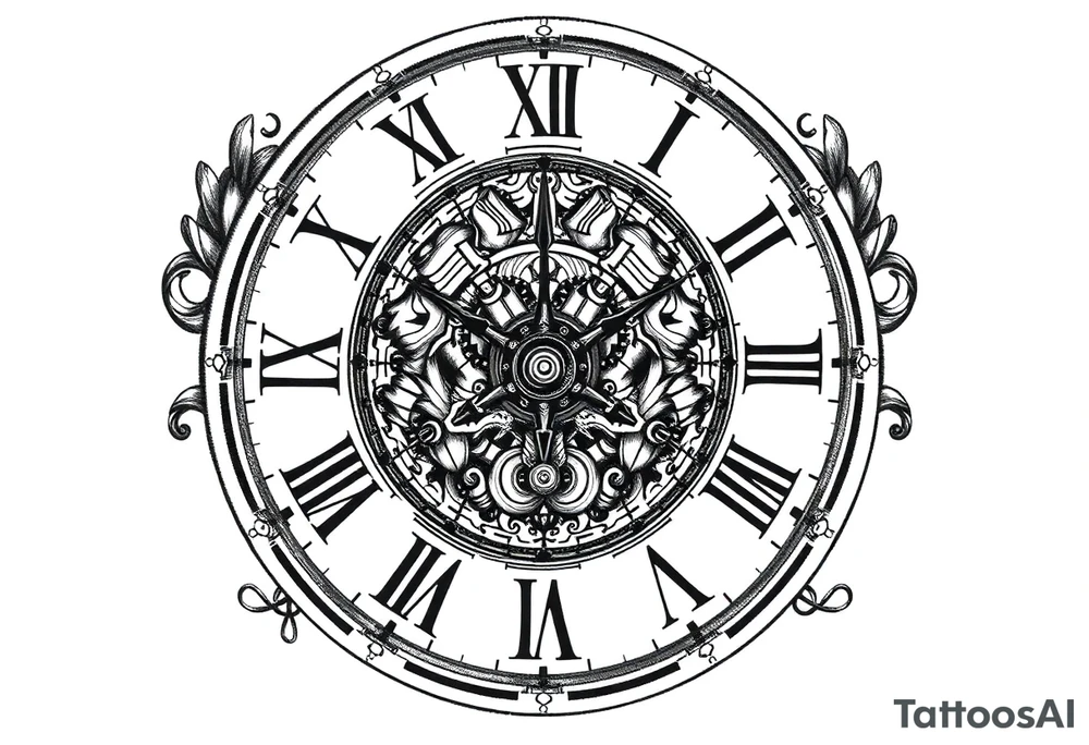 vintage roman numerals within ornate clockwork mechanism tattoo idea vintage roman numerals within ornate clockwork mechanism tattoo idea