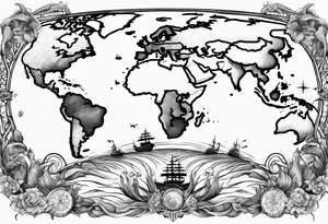 nautical map with oceanography for an arm sleeve tattoo idea