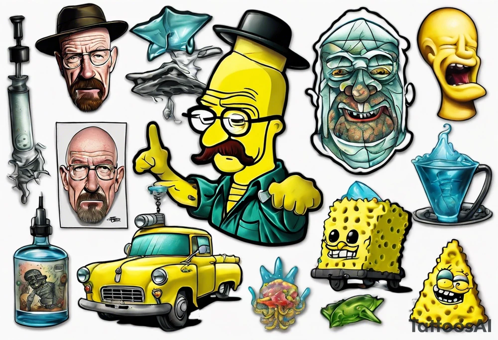 Walter white sponge bob tattoo idea