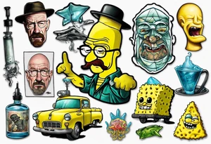 Walter white sponge bob tattoo idea