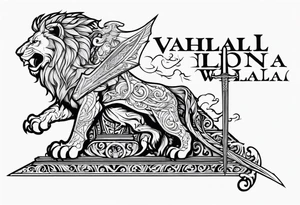 Valhalla lion sword stairs dragon tattoo idea