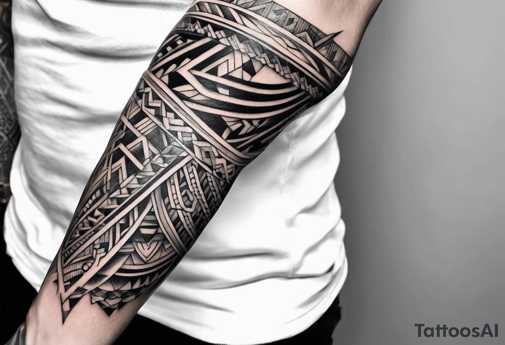 small thin tribal bicep wrap tattoo idea