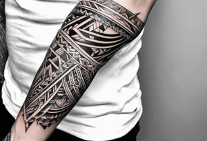 small thin tribal bicep wrap tattoo idea