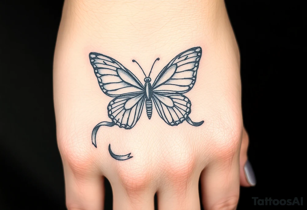 ethereal butterfly with flowing silk ribbons in moonlight tattoo idea ethereal butterfly with flowing silk ribbons in moonlight tattoo idea