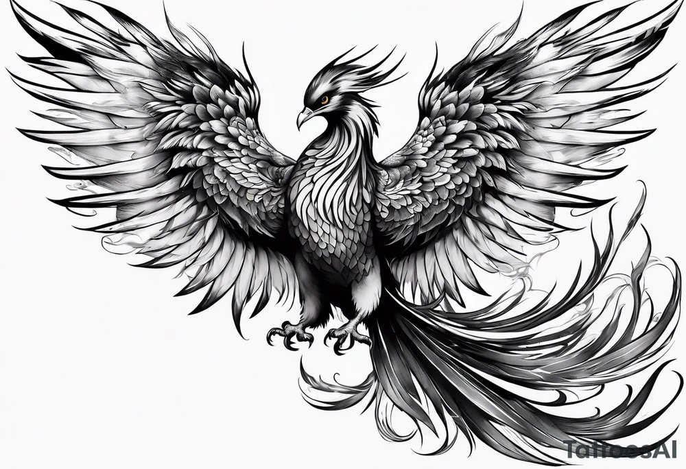 Japanese phoenix no background tattoo idea