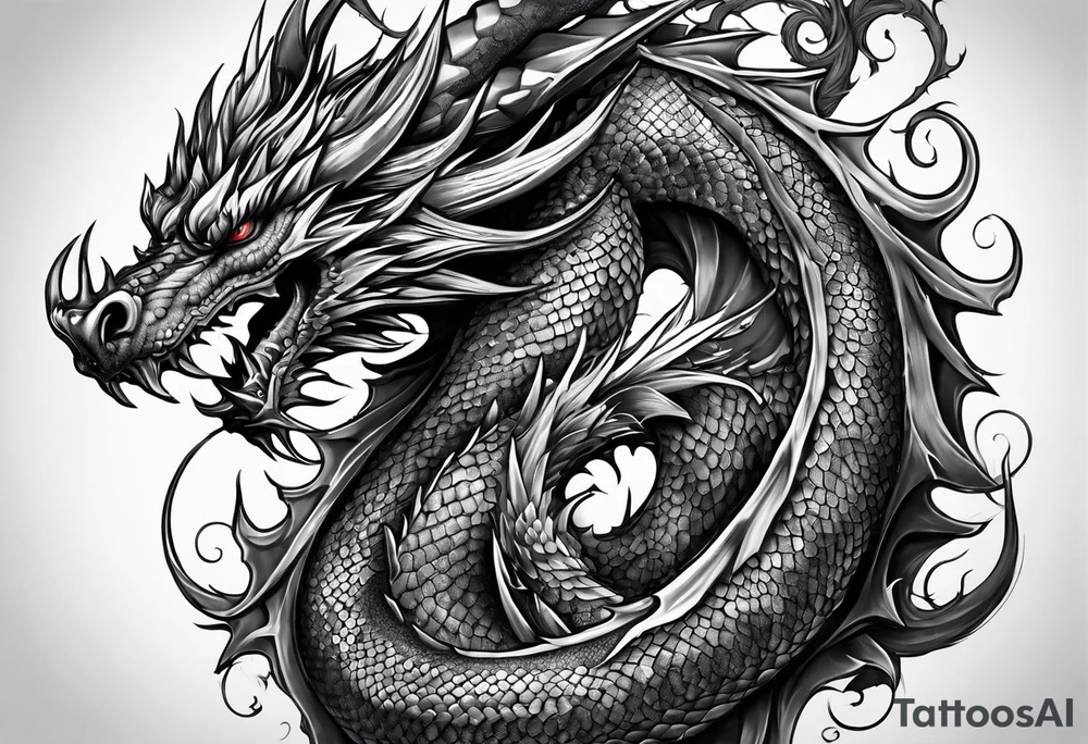 full arm sleeve dragon tattoo idea