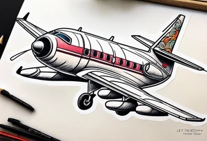 Travel themed for thigh, tiny jet plane tattoo idea