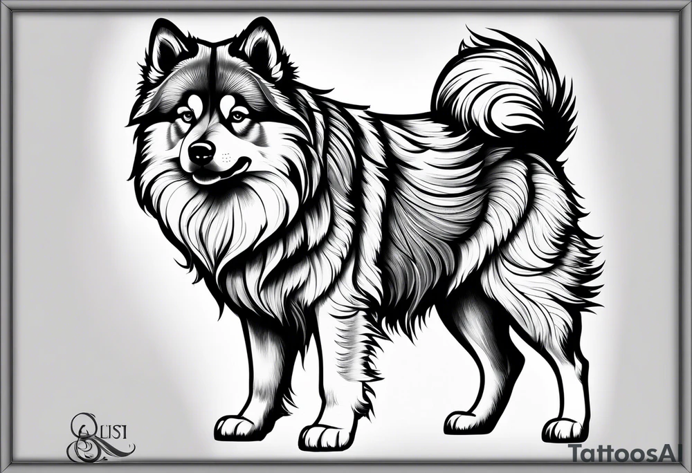 Balck and white pomski on legs tattoo idea