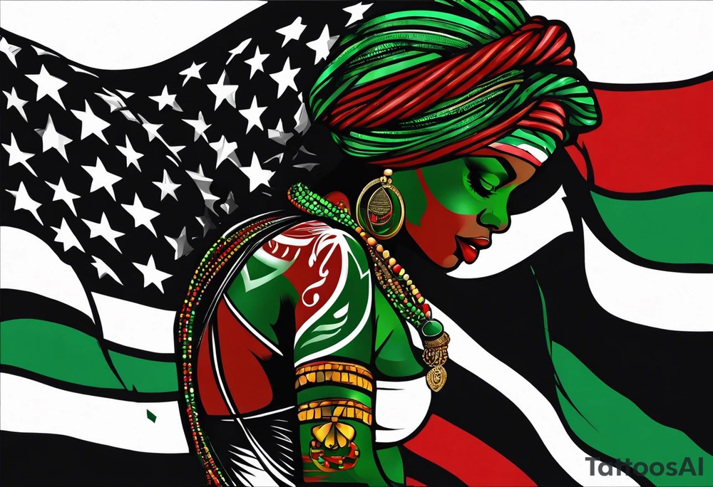 african american red green and black flag tattoo idea