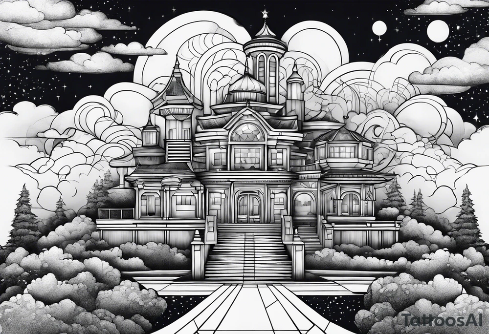 cloud town tattoo idea