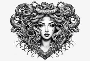 Medusa head with snakes eating a heart tattoo idea