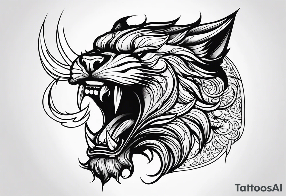 shadow beast with mouth open and smoke coming out tattoo idea