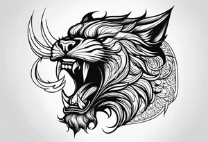 shadow beast with mouth open and smoke coming out tattoo idea