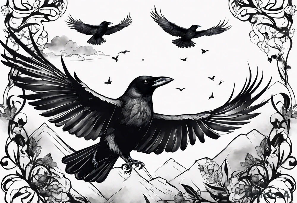 flying crows tattoo idea