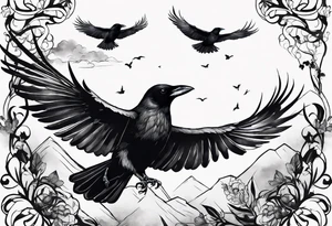 flying crows tattoo idea