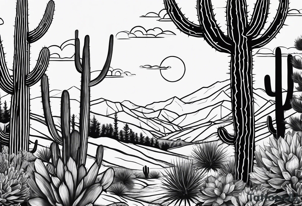 Man, woman, hiking, cactus tattoo idea