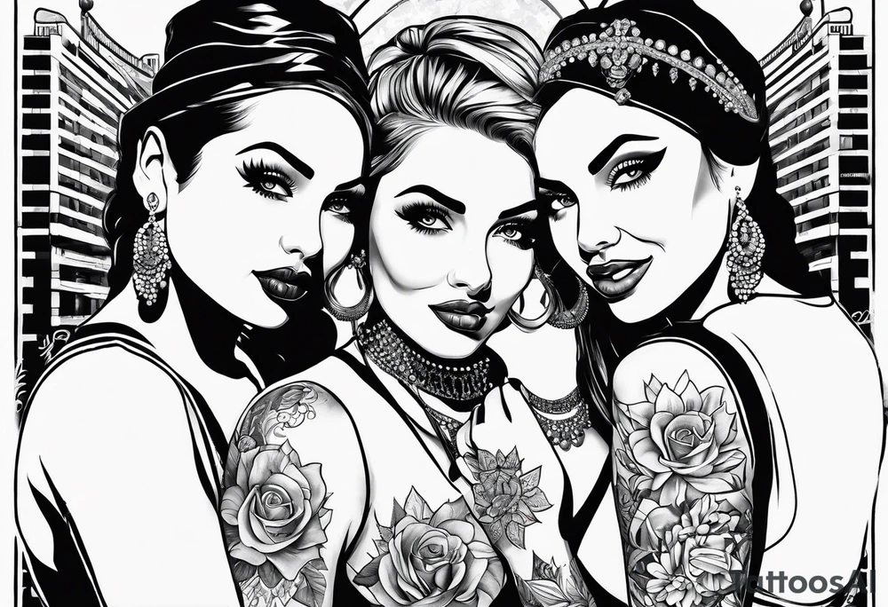 Matching best friend tattoo for love of Las Vegas tattoo idea