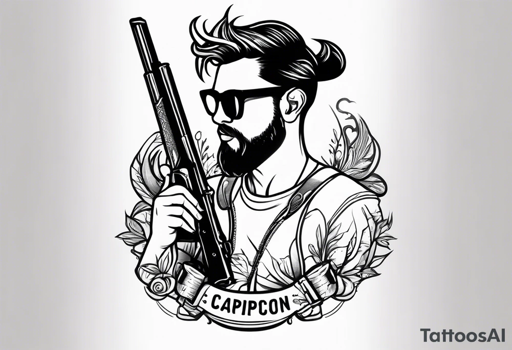 capricorn with sunglasses and a shotgun tattoo idea
