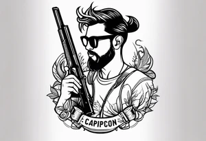 capricorn with sunglasses and a shotgun tattoo idea