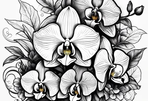 Orquídea olho de boneca e Bougainvillea delicadas e com pouca sombra tattoo idea