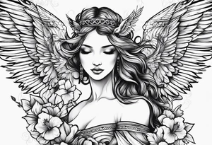 Angel with hummingbirds tattoo idea