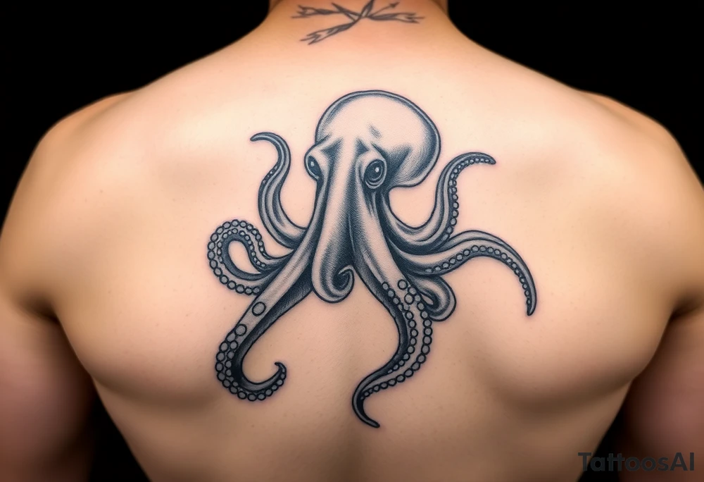 Octopus with sea background tattoo idea