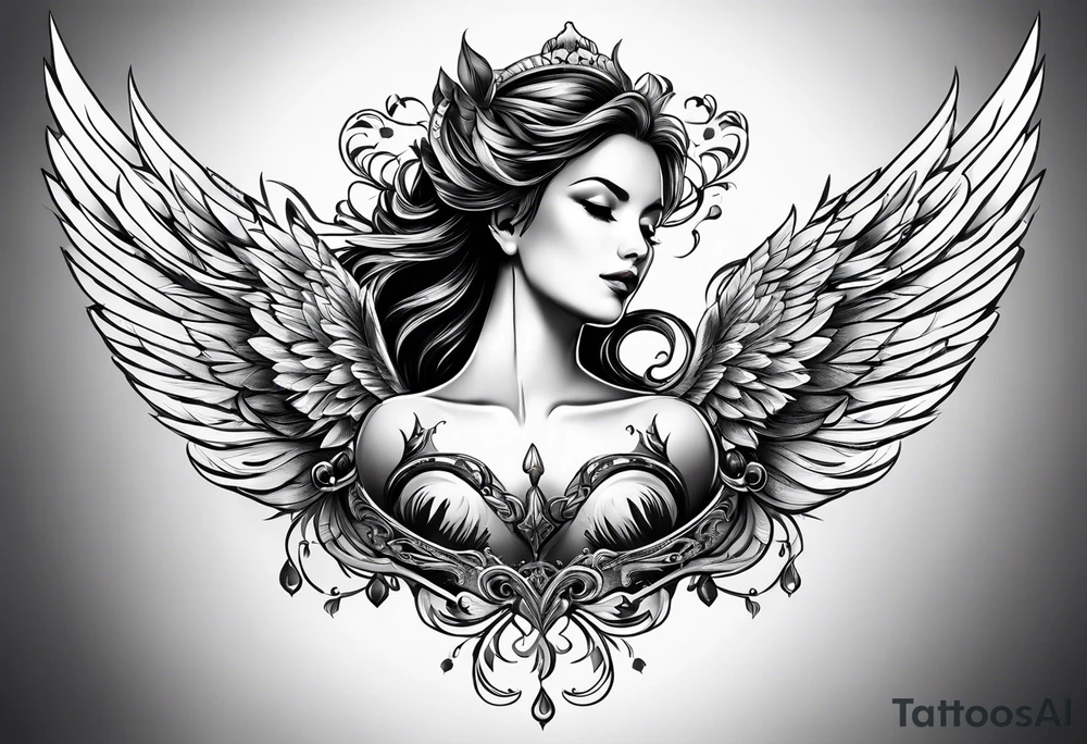 angle wings tattoo idea