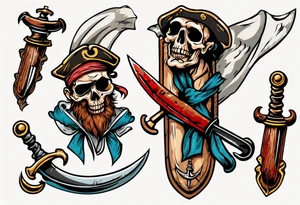 A pirate cutlass in American traditional style for a forearm tattoo idea