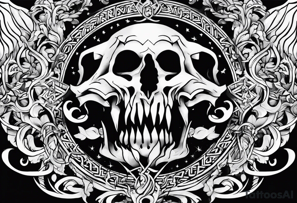 Greek Capital Letter Omega symbol death metal style tattoo idea