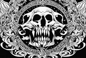 Greek Capital Letter Omega symbol death metal style tattoo idea