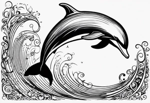 dolphin jumping out of water into music notes tattoo idea