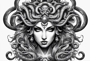 Medusa with stone eyes and snakes for hair tattoo idea