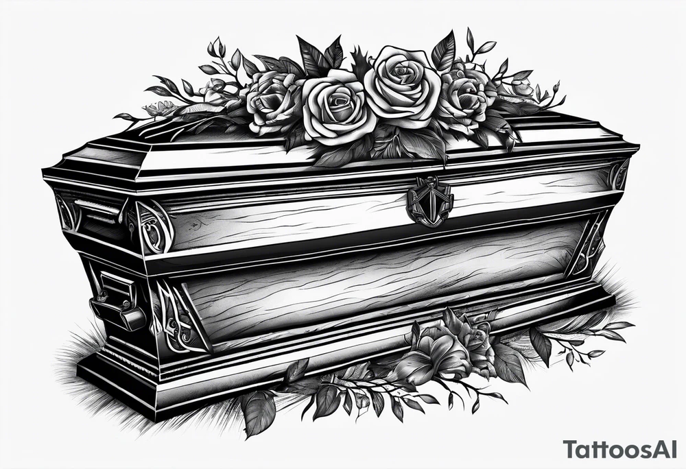 Coffin in graveyard tattoo idea