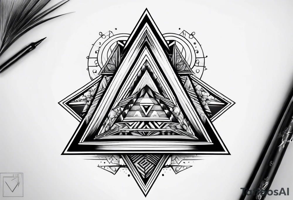 triangle illusion tattoo idea