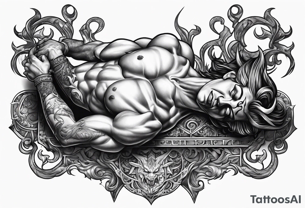 Satan laying down on his back tattoo idea