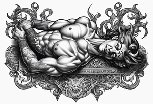 Satan laying down on his back tattoo idea