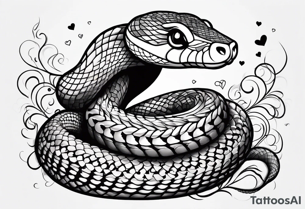 A cute snake with hearts. tattoo idea