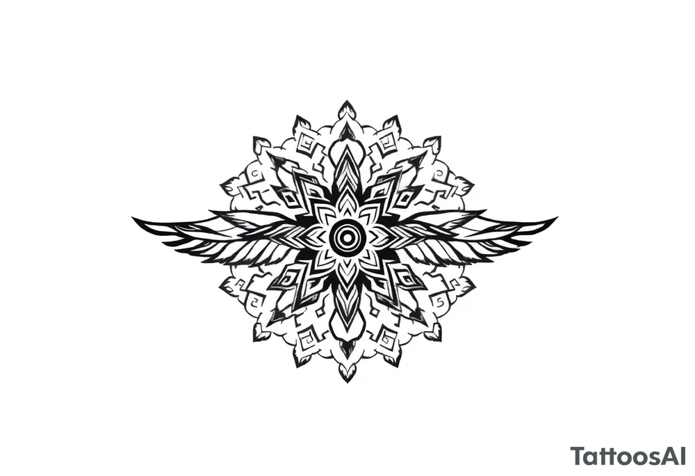 spiritual feathers indian mandala shaman rune tattoo idea