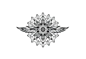 spiritual feathers indian mandala shaman rune tattoo idea
