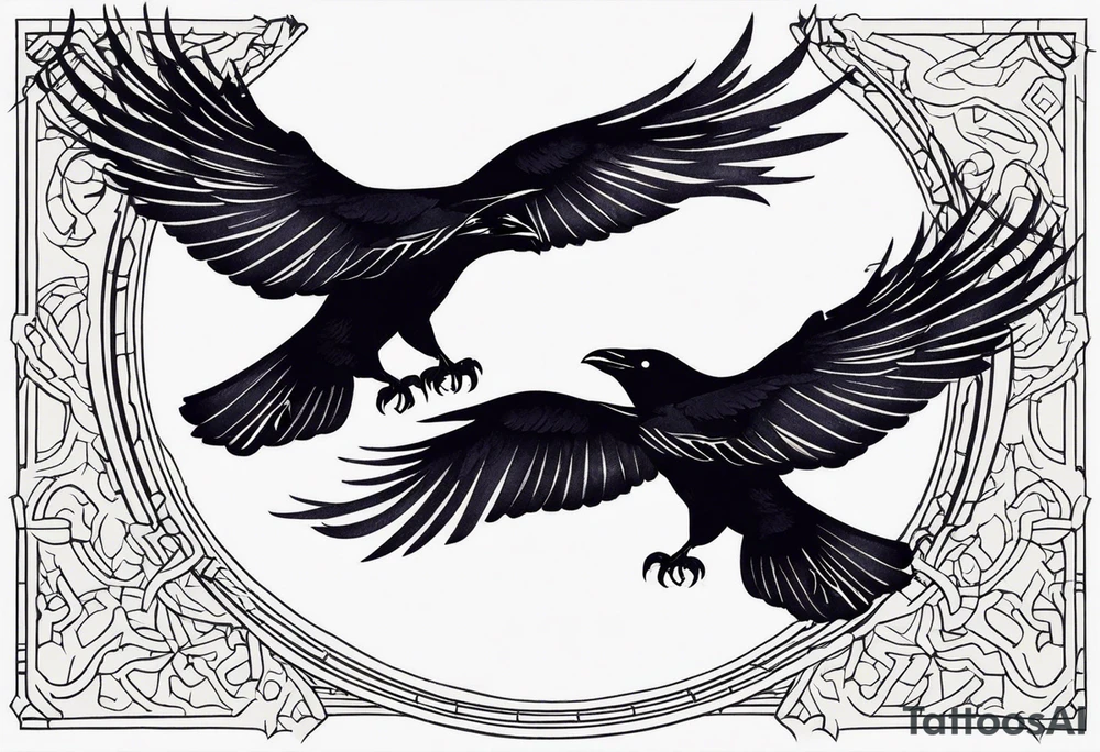 three ravens in flight tattoo idea